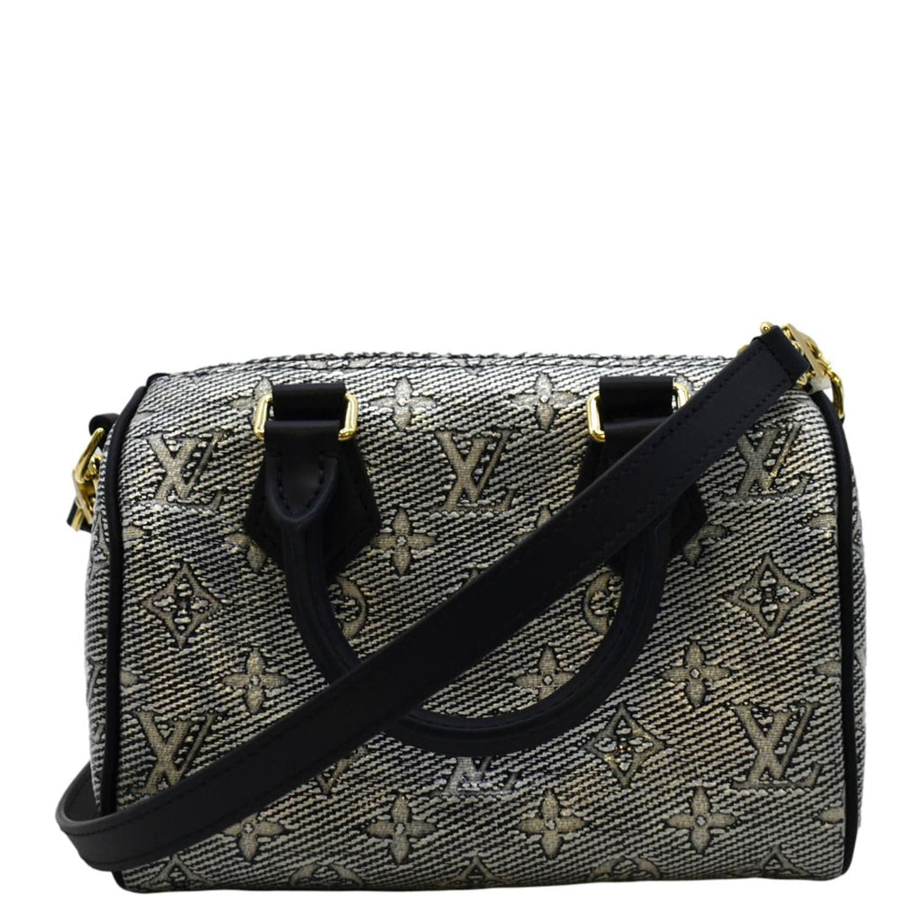 LOUIS VUITTON Speedy bag in beige, grey blue and white …