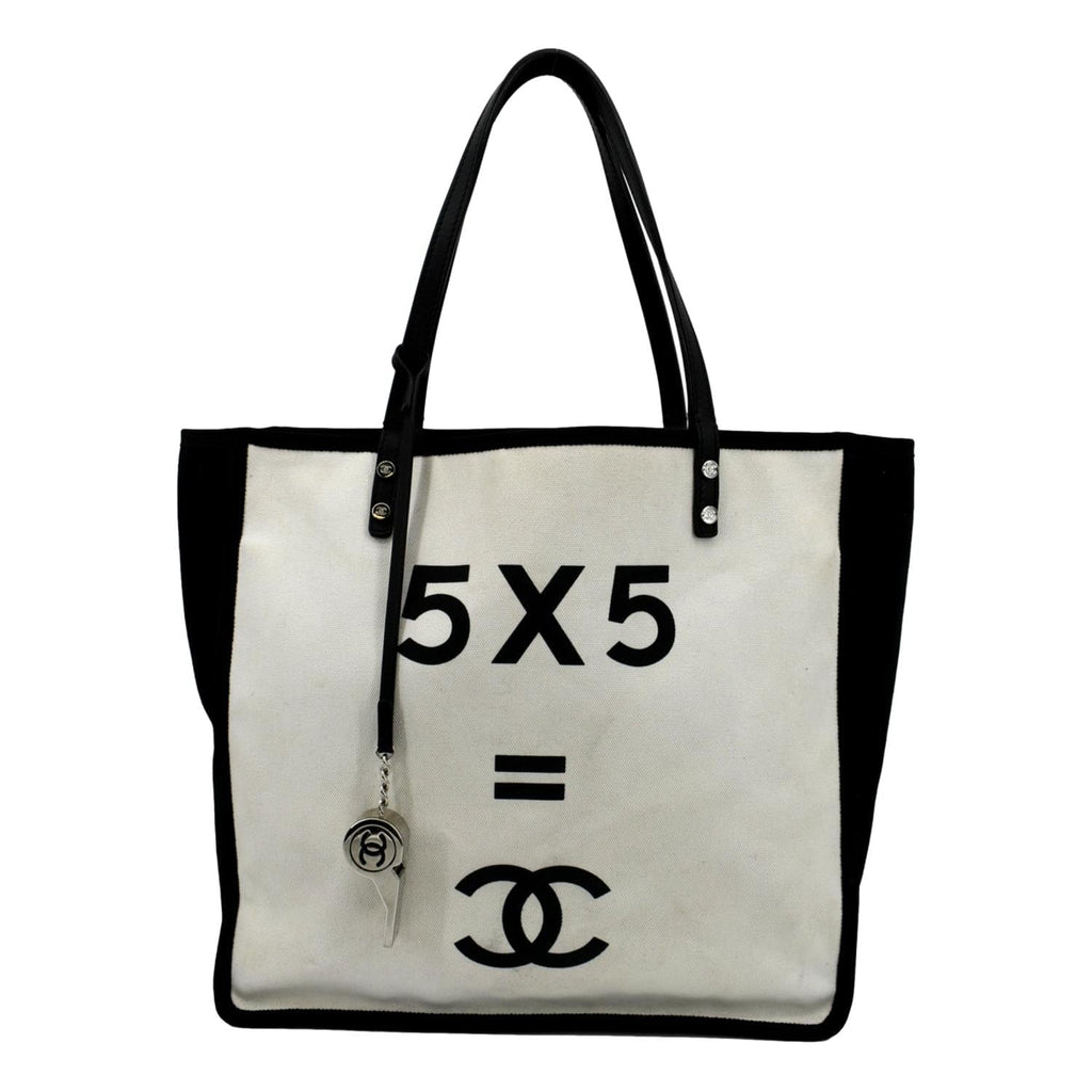 Chanel 5x5 Canvas Tote, $1,995, TheRealReal