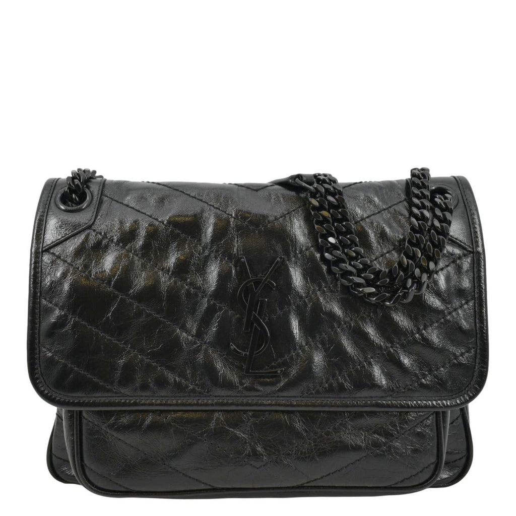 Saint Laurent Niki Ysl Monogram Crinkle Leather Wallet