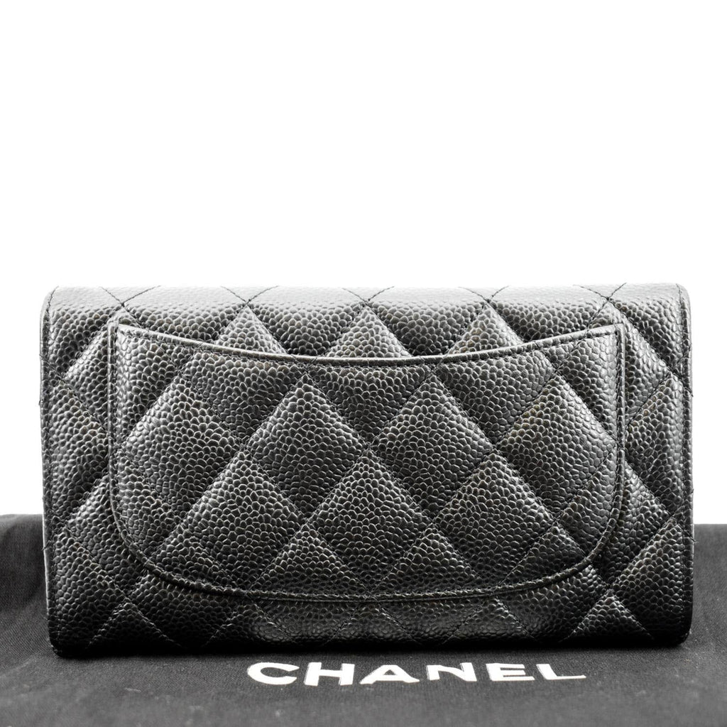 Chanel Flap Quilted Caviar Wallet in Black color