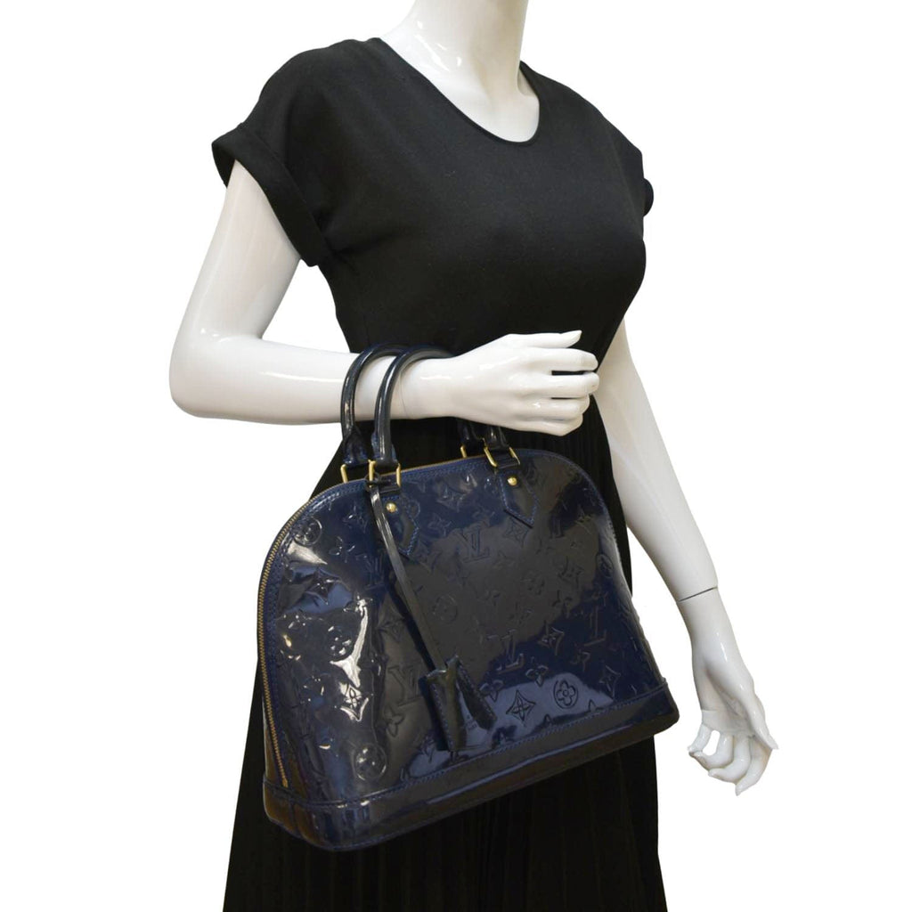 Authentic Louis Vuitton Blue EPI Leather Alma PM Handbag