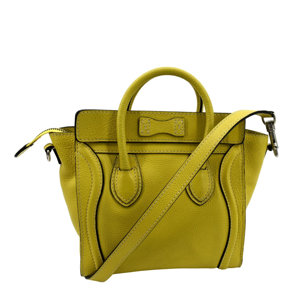 CELINE Drummed Calfskin Nano Luggage Citron 1304199