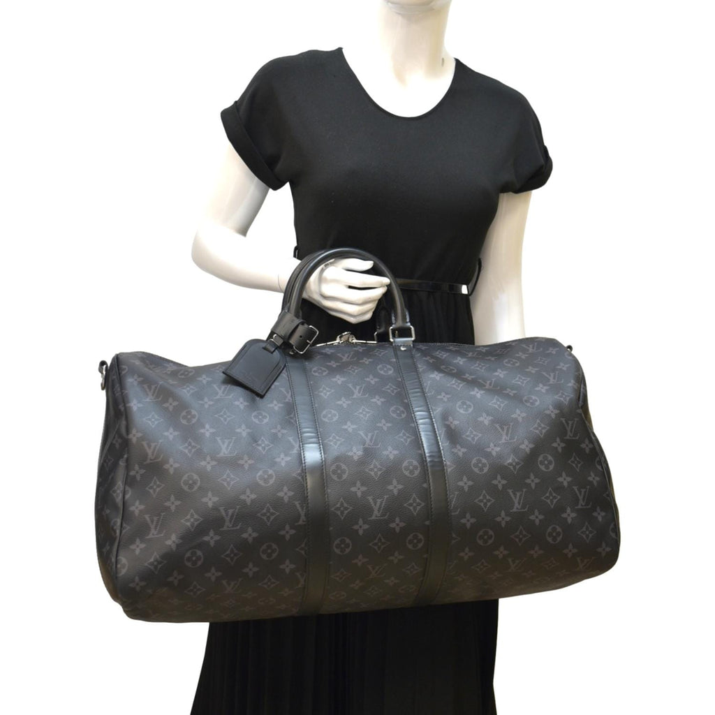 Louis Vuitton Keepall Bandouliere Bag Monogram Eclipse Canvas 55 Black  2197611