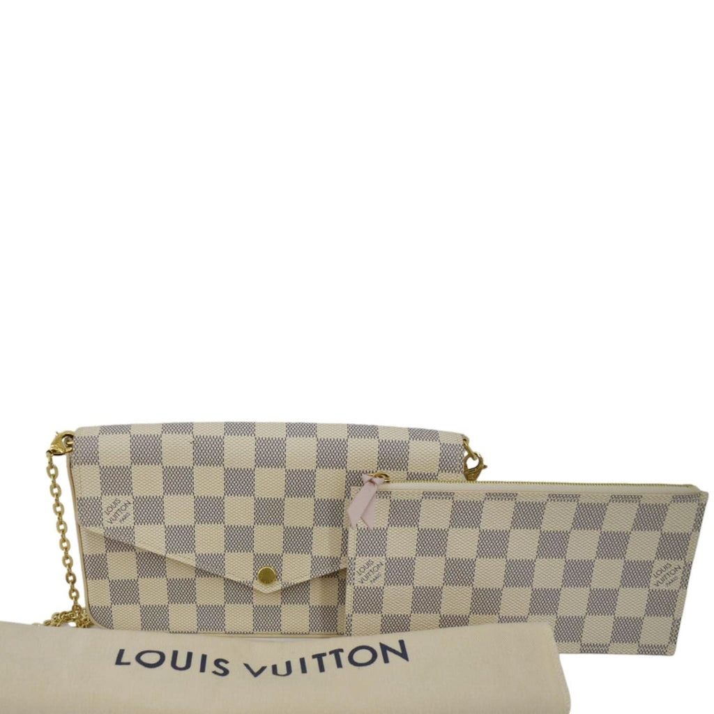 Louis Vuitton Damier Azur Fuchsia Studs Pochette Felicie Crossbody Bag  52lz55s