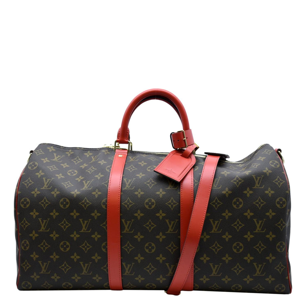 Louis Vuitton Keepall Bandouliere 50 Red PVC Monogram Weekend