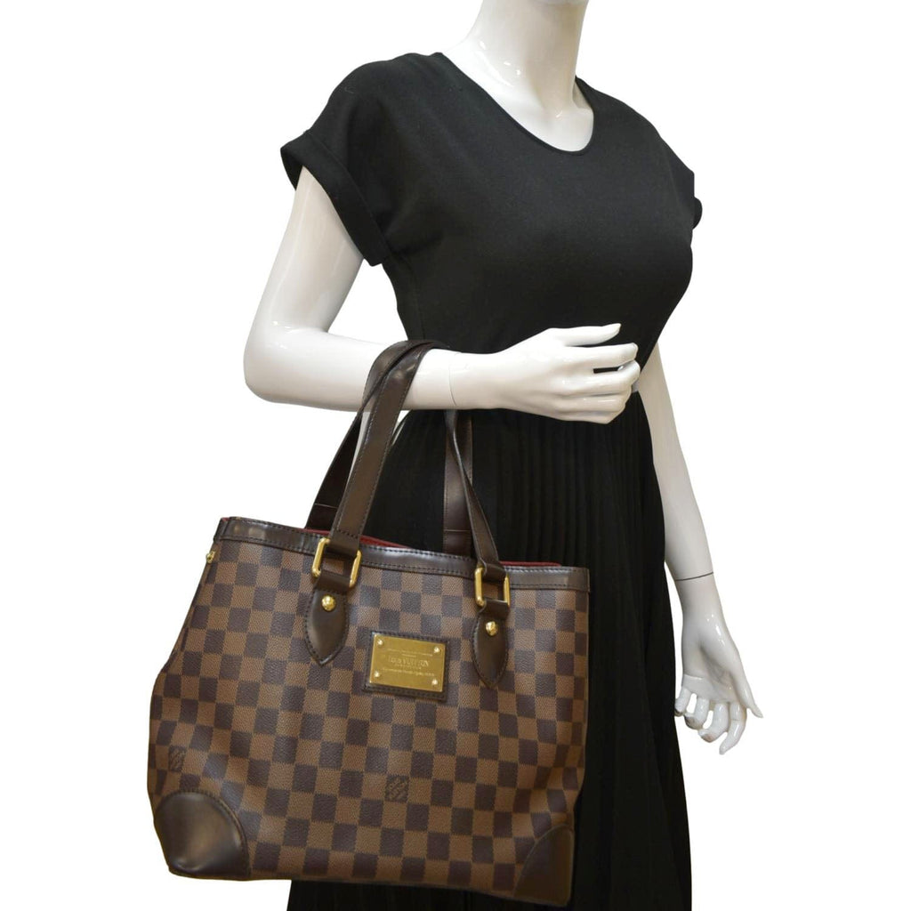 Louis Vuitton Hampstead shopping bag in ebene damier canvas and brown  leather