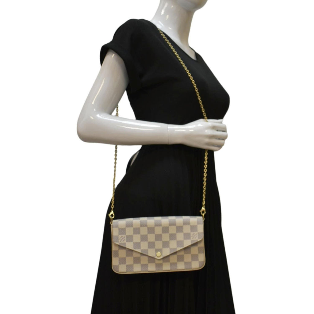 Louis Vuitton Pochette Felicie White Damier Azur Canvas Cross Body Bag –