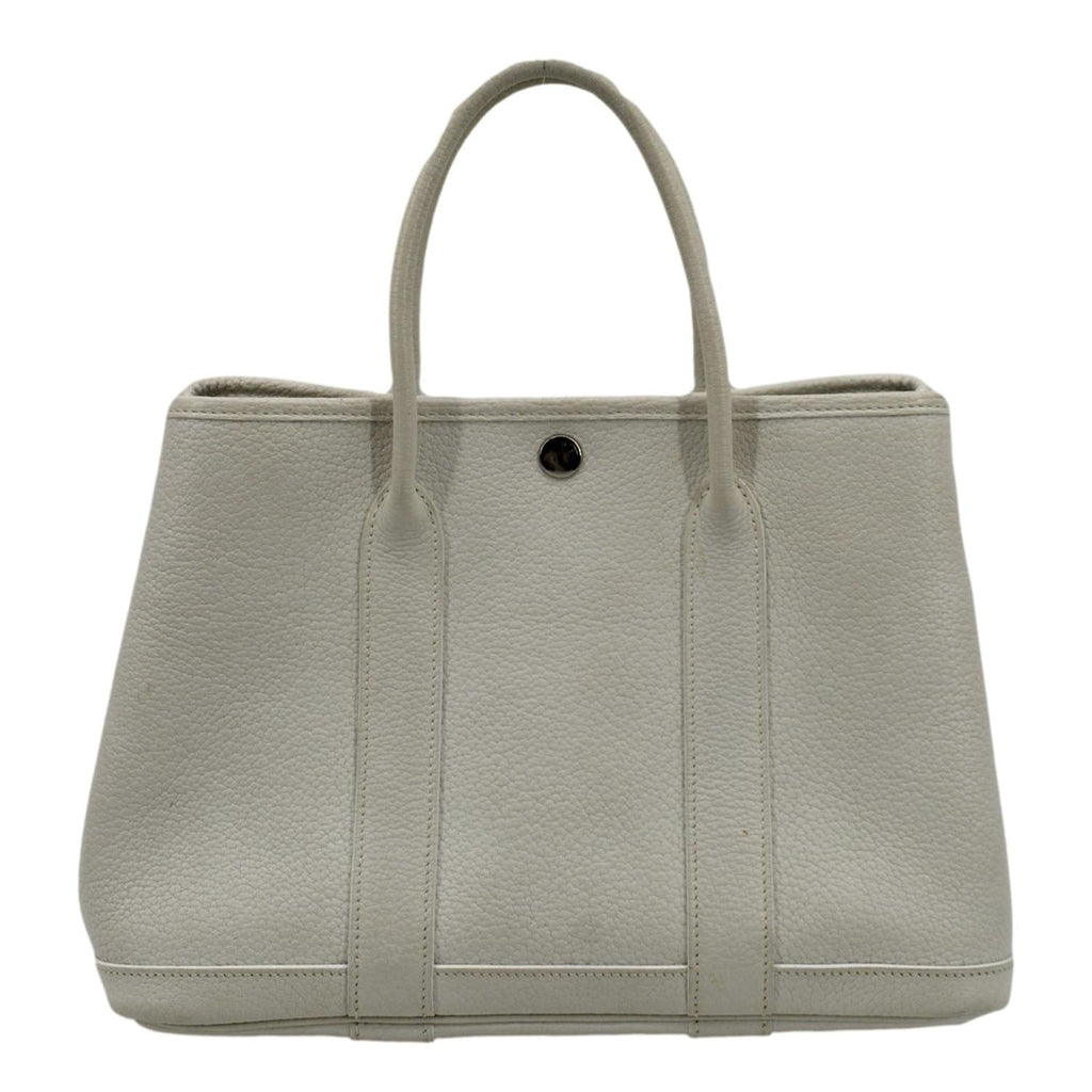 Hermes Garden Party Leather Tote Bag White