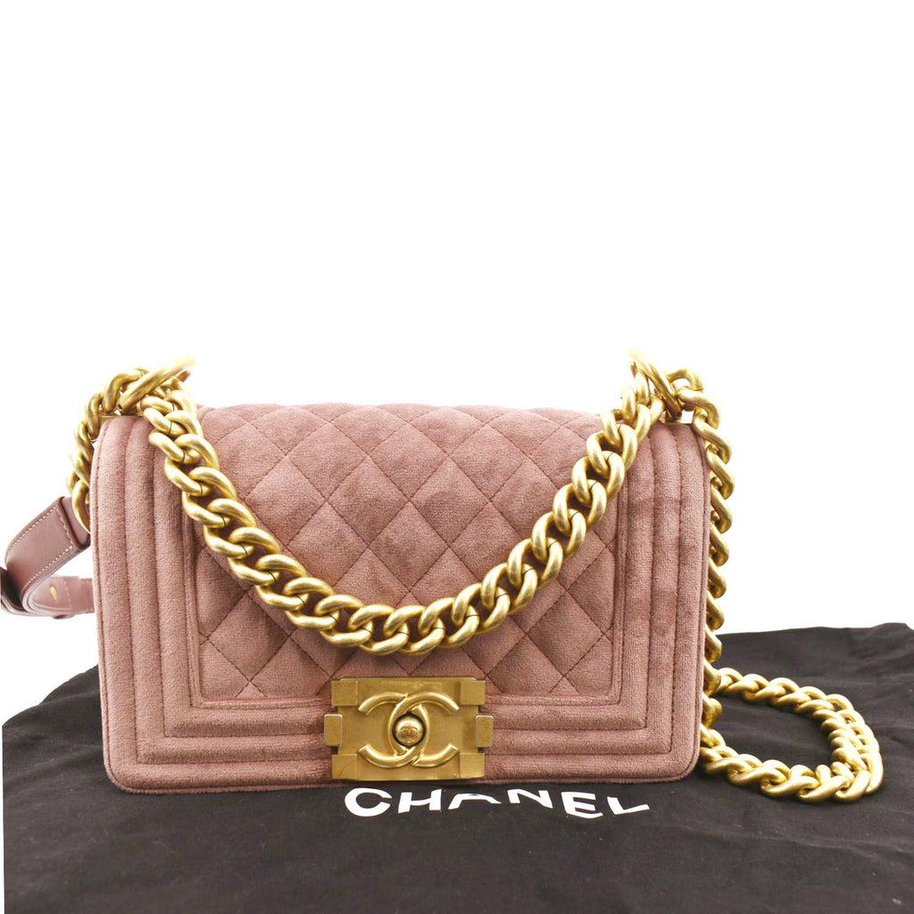 CHANEL Small Boy CC Chain Velvet Shoulder Bag Teal - 20% OFF