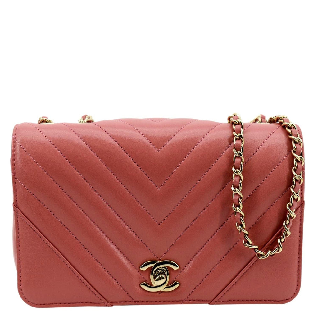 Chanel Statement Medium Flap Quilted Chevron Crossbody Bag Khaki