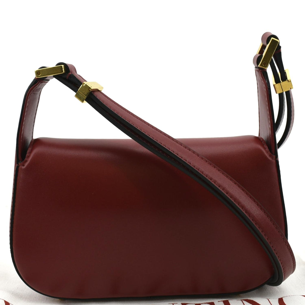 VALENTINO Medium V-Logo Chain Leather Shoulder Bag in Brown