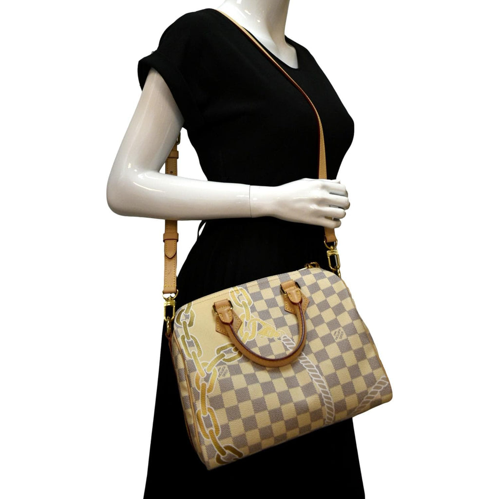 Louis Vuitton Speedy B 25, Nautical Damier Azur Canvas with Gold Hardware,  Preowned in Dustbag WA001