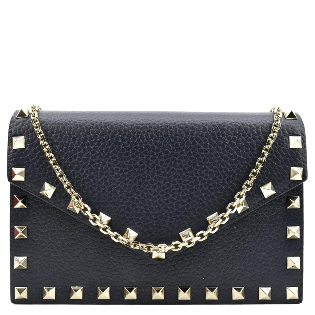 Blue Valentino Rockstud Envelope Wallet on Chain Crossbody Bag – Designer  Revival