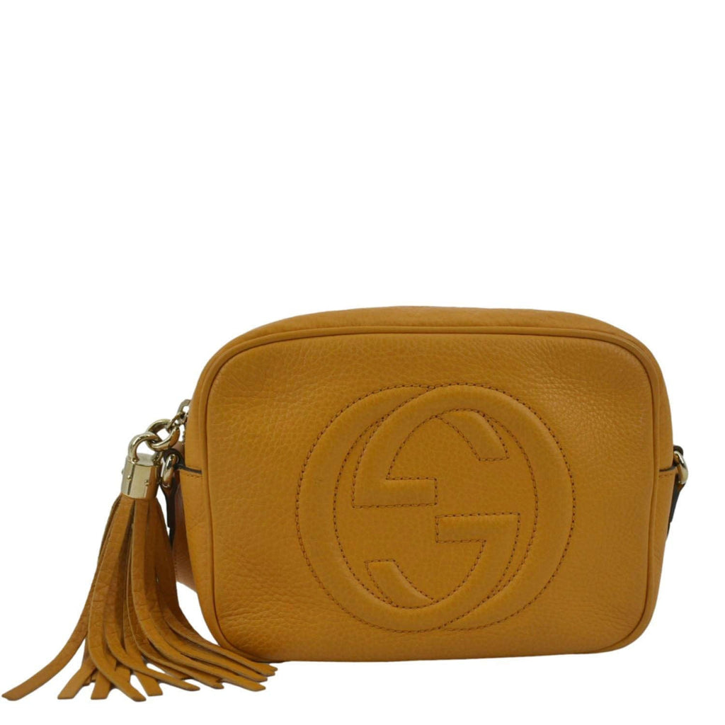 GUCCI Soho Disco Elegance Leather Crossbody Bag Orange