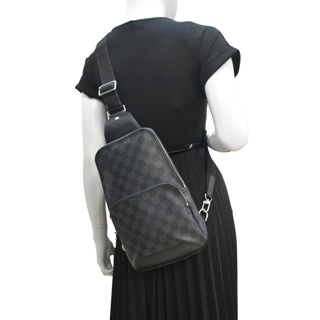 LOUIS VUITTON Avenue Sling Damier Graphite Backpack Bag Black