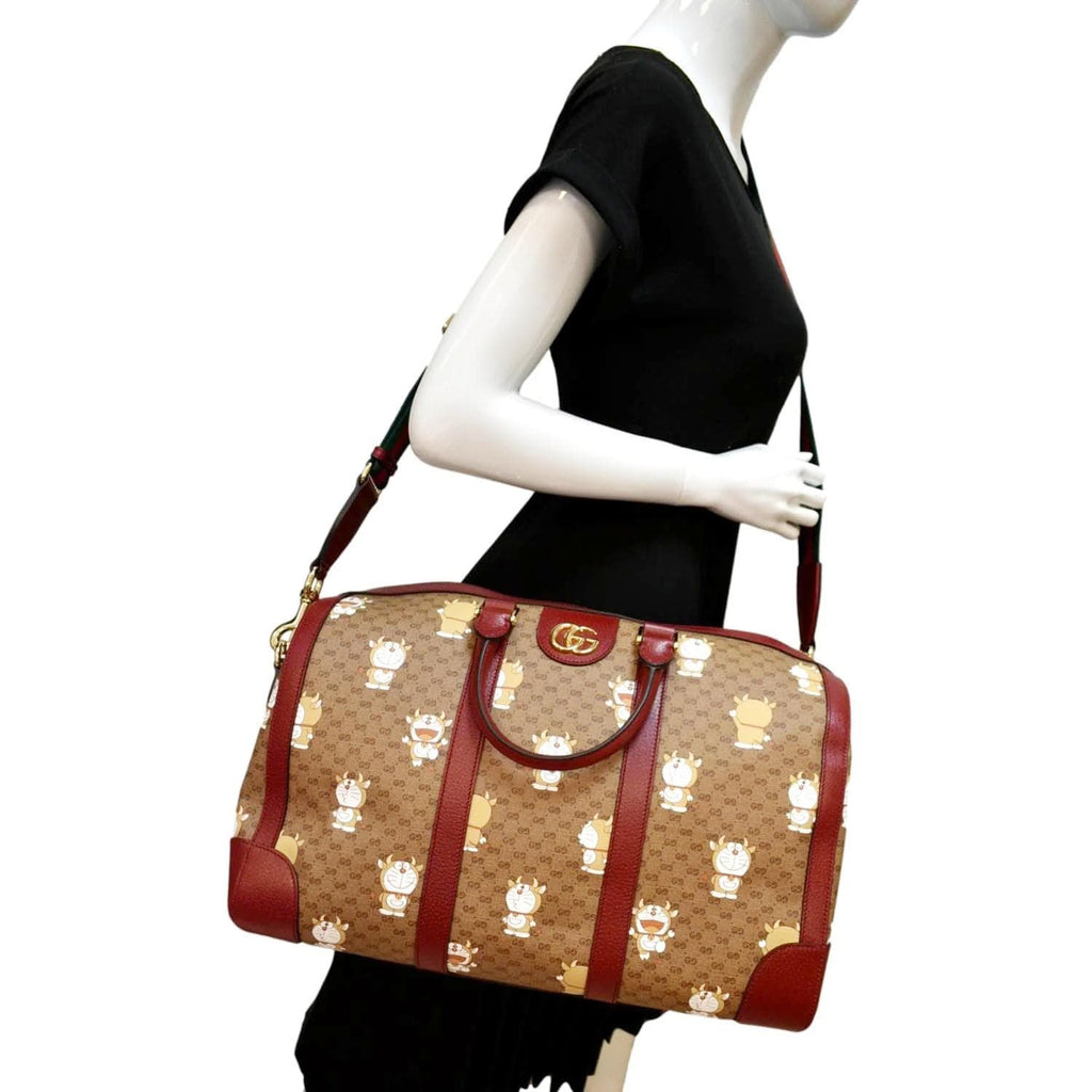 Gucci Ophidia GG Large Carry-On Canvas Duffle Bag Beige