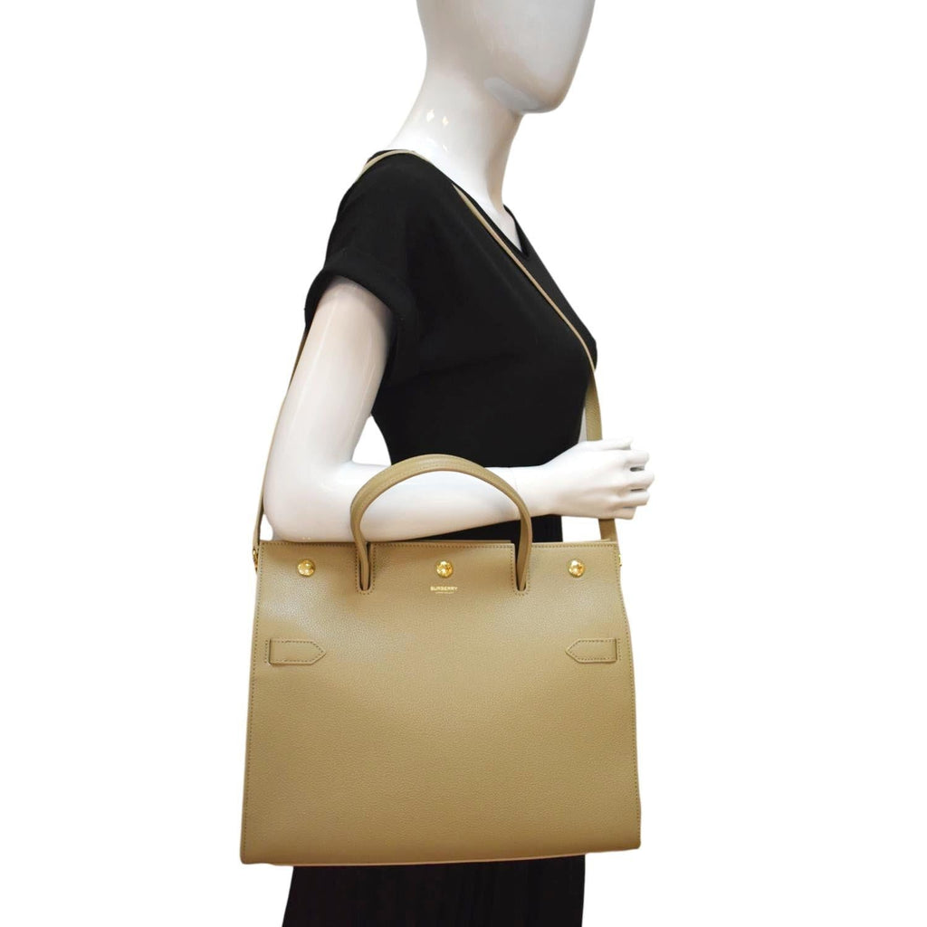 Burberry Small Heritage Beige Gabardine Tote Bag New