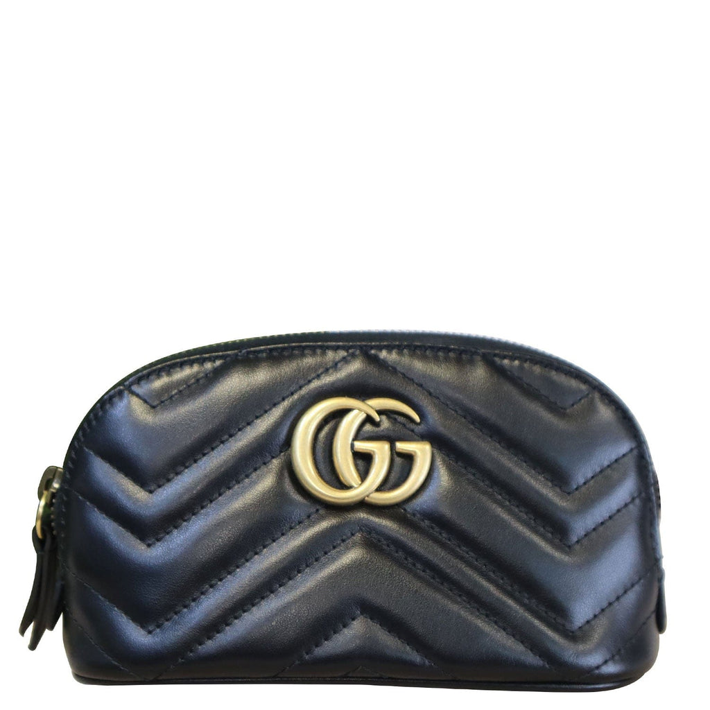 GUCCI GG Marmont Small Matelasse Chevron Leather Cosmetic Case Black 6