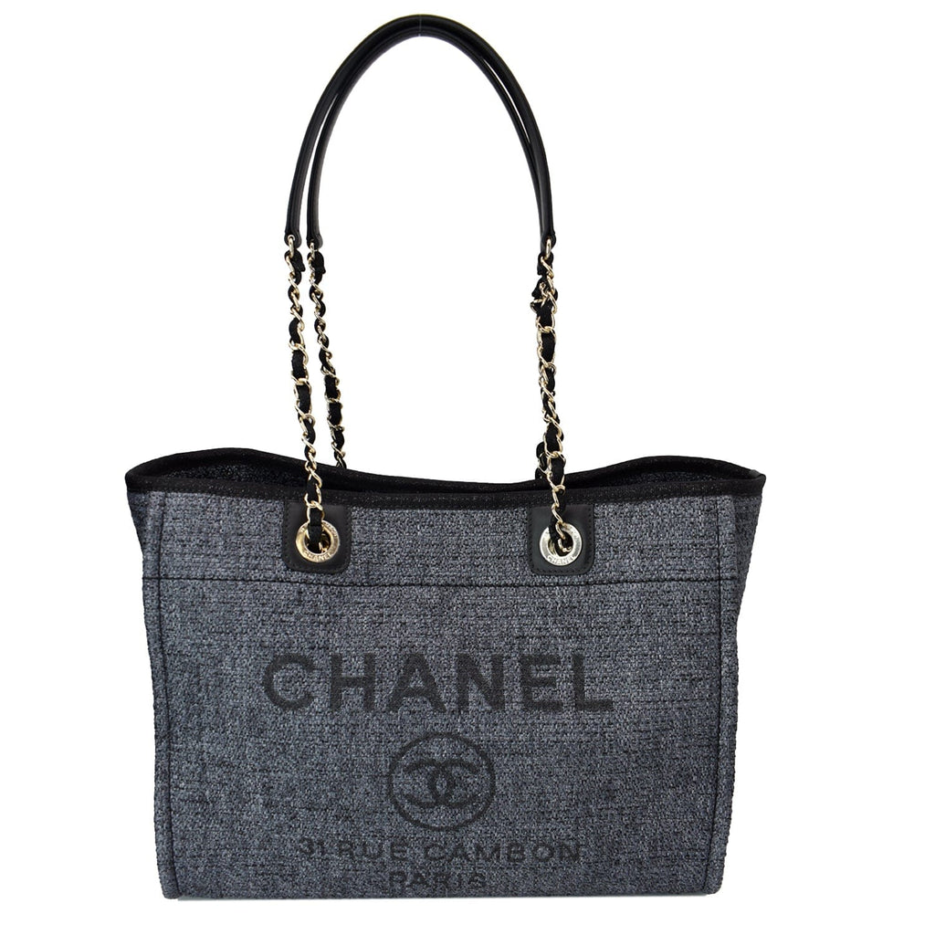 CHANEL Deauville Small Lurex Boucle Canvas Tote Bag Grey - Клатч chanel в  идеальном состоянии - 10% Off