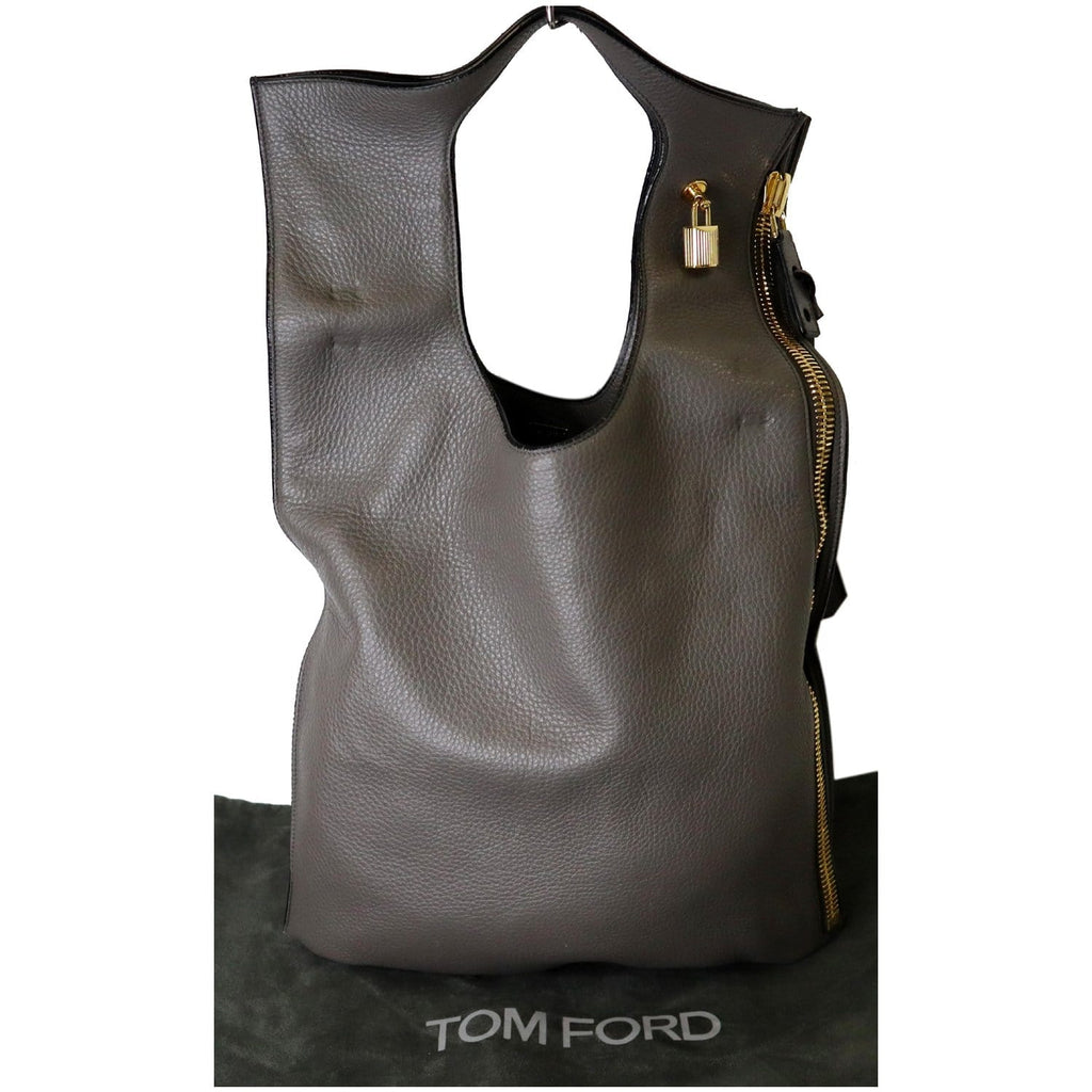 TOM FORD Suede Large Alix Padlock Zip Shoulder Bag Fuchsia 1074003