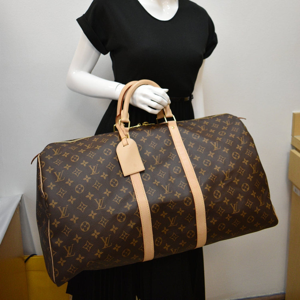 Keepall travel bag Louis Vuitton Brown in Cotton - 33957988