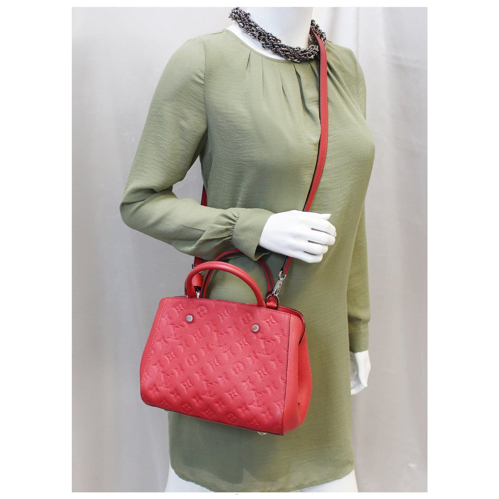 LOUIS VUITTON Montaigne BB Empreinte Leather Shoulder Bag Cherry-US