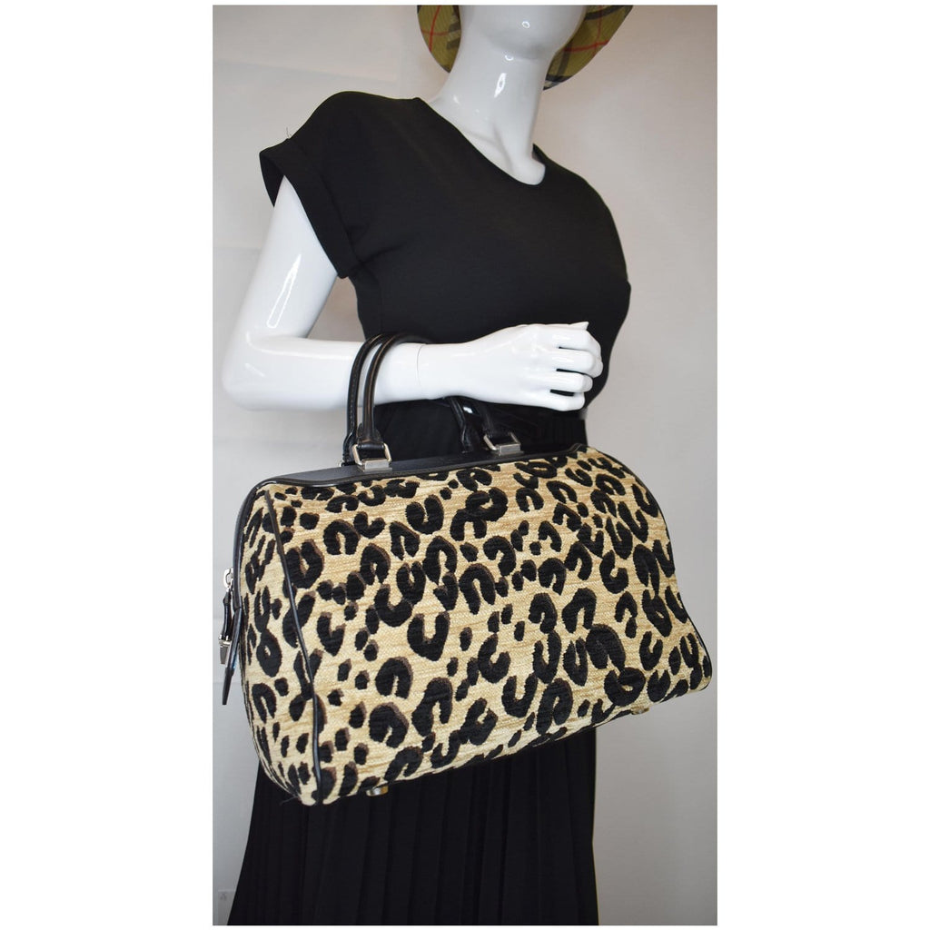 LOUIS VUITTON Jacquard Velvet Leopard Print Stephen Sprouse North South Bag  Black 949285