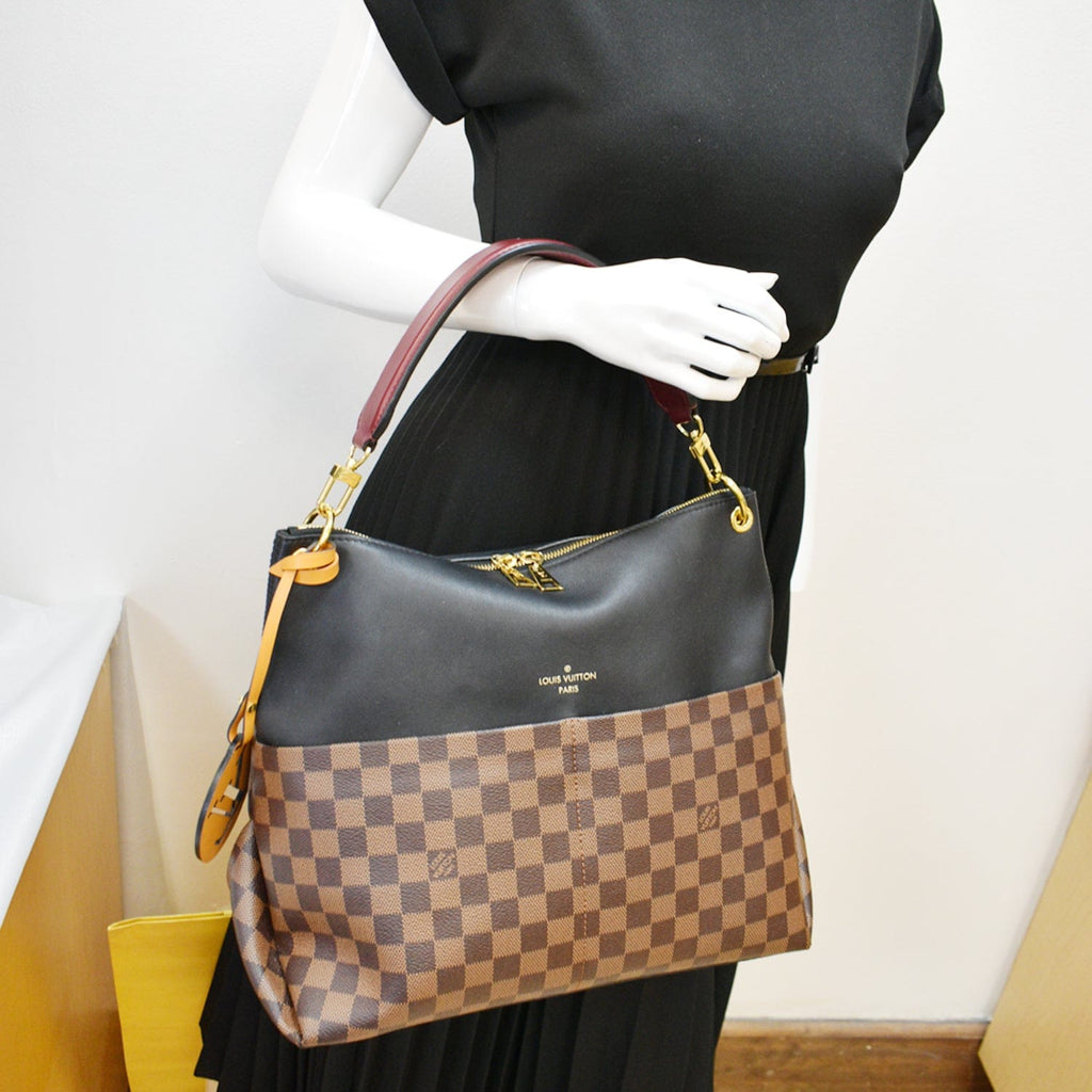 Louis Vuitton Brown Damier Ebene Maida Hobo Black Leather Cloth Pony-style  calfskin ref.804494 - Joli Closet
