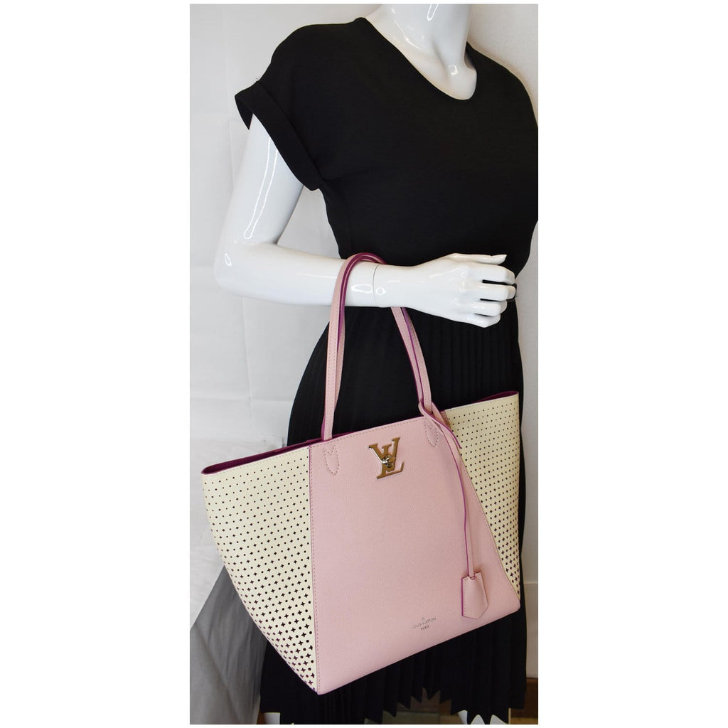 Louis Vuitton Pink Perforated Leather Monogram Flower Lockme Cabas