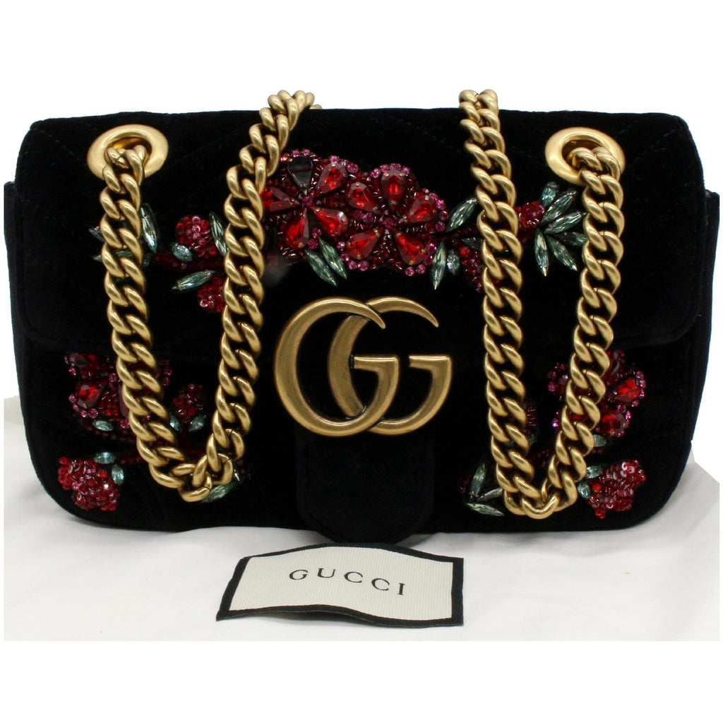 Gg marmont embroidered discount velvet mini bag