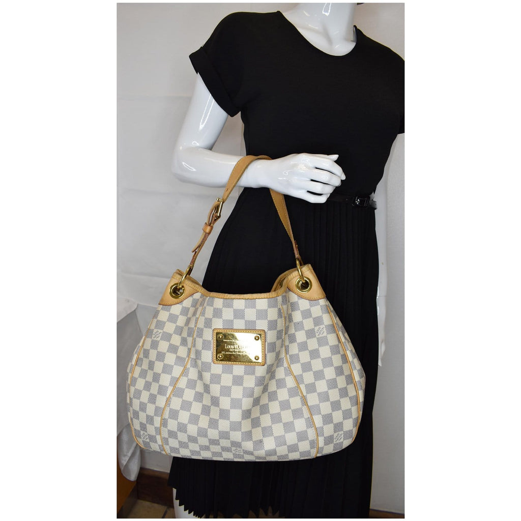 Louis Vuitton Galliera PM Damier Azur Shoulder Bag Tote Purse Medium  Leather Bag