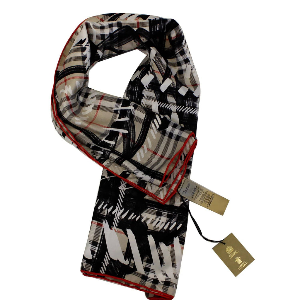 BURBERRY Scribble Vintage Check Scarf Stone