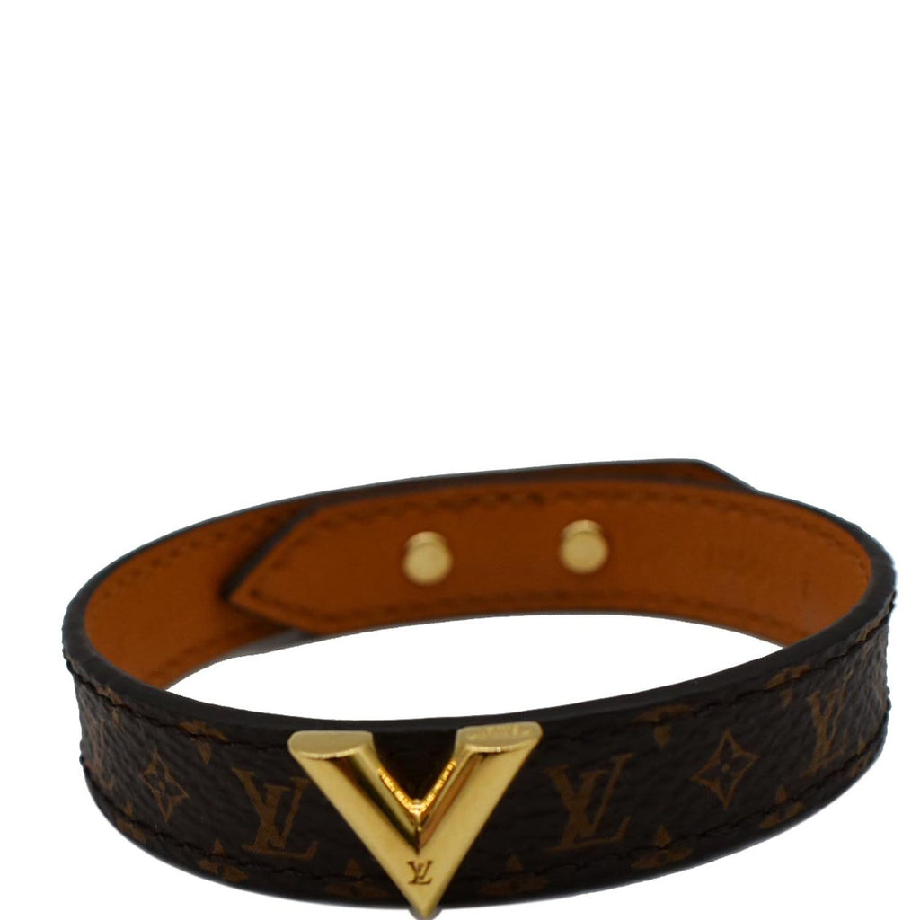 Essential v leather bracelet Louis Vuitton Brown in Leather - 34809172