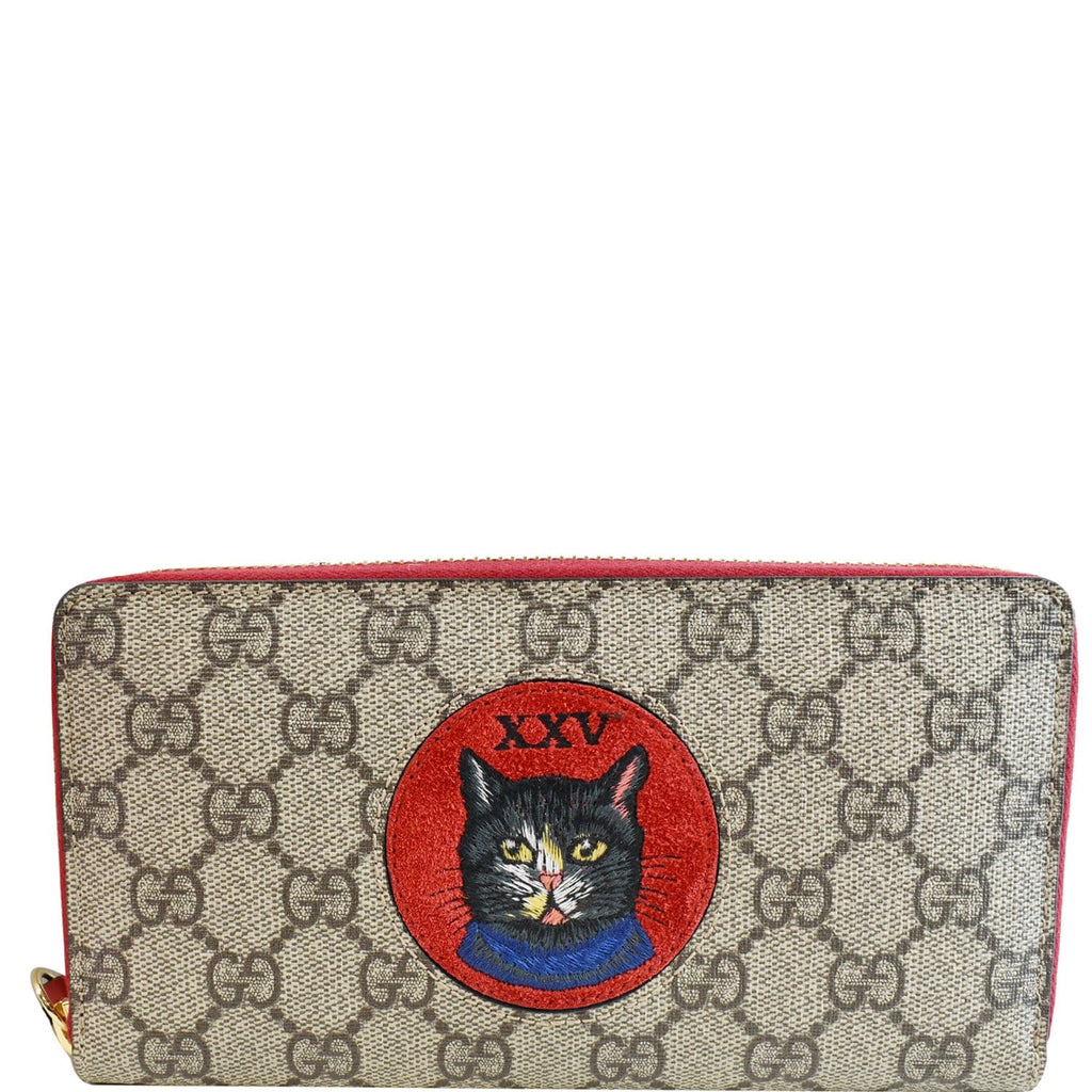 Gucci Beige/Red GG Supreme Canvas and Leather Mystic Cat