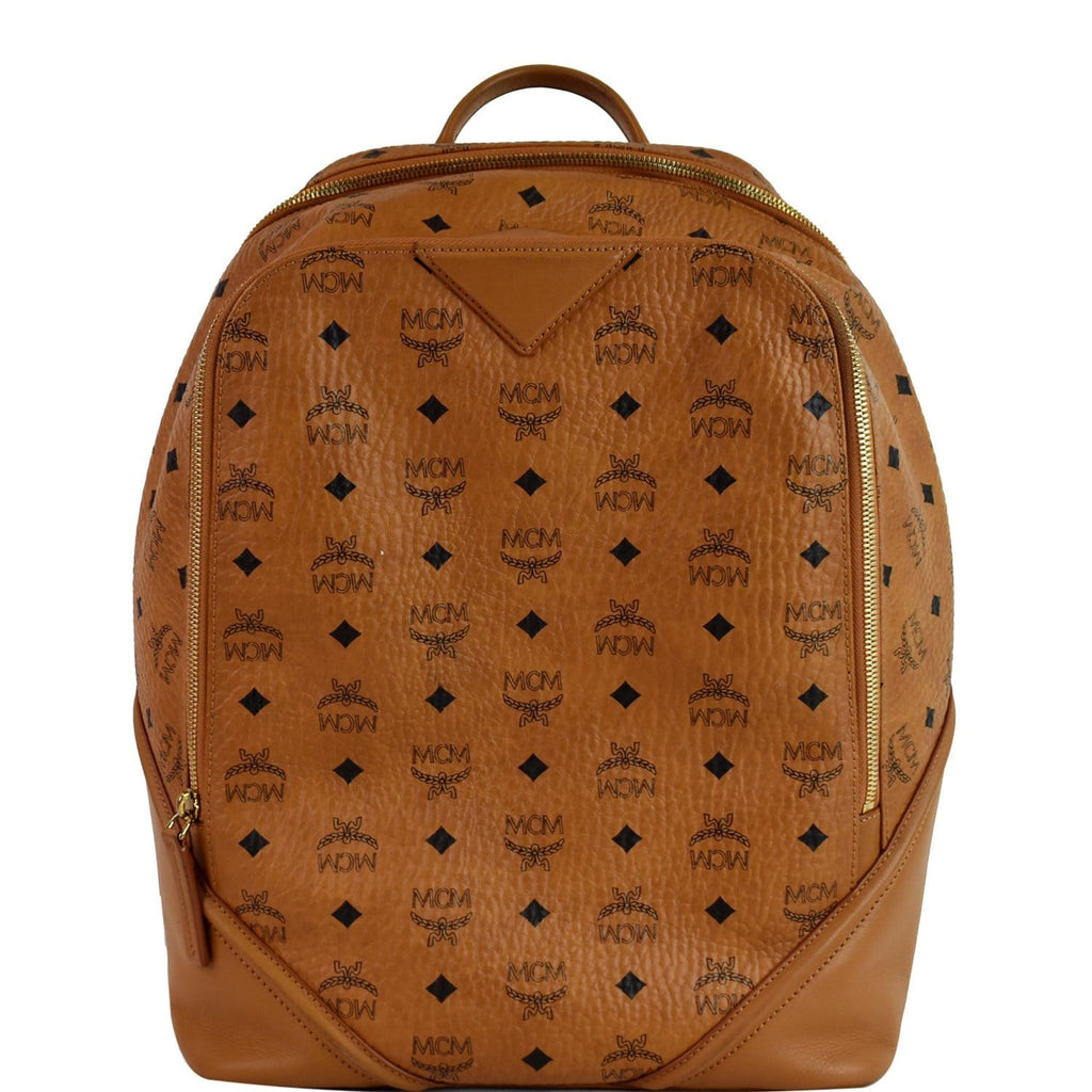 MCM Duke Visetos Medium Canvas Leather Backpack Cognac - 15% OFF