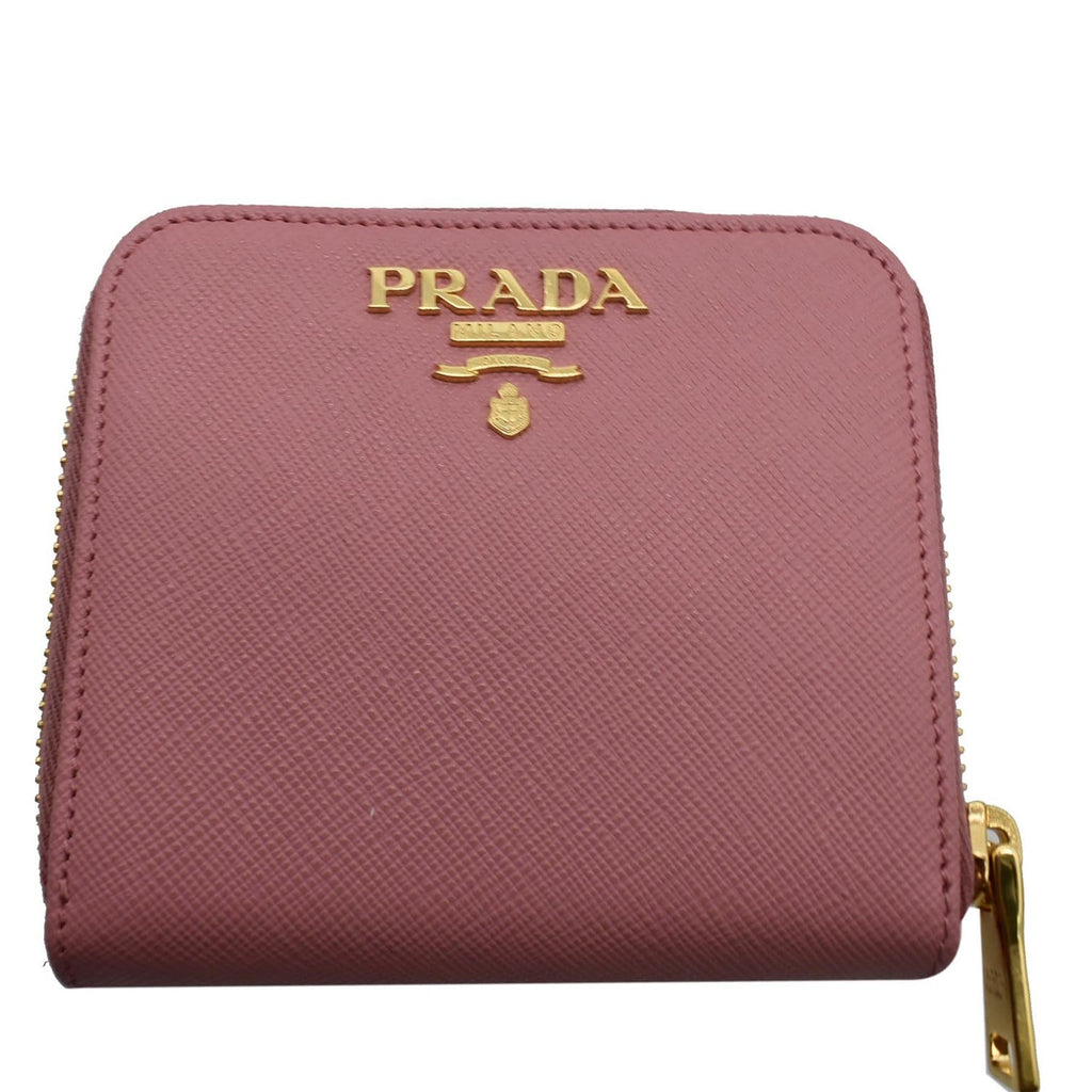 PRADA Small Saffiano Leather Zip Around Wallet Red- Hot Deals