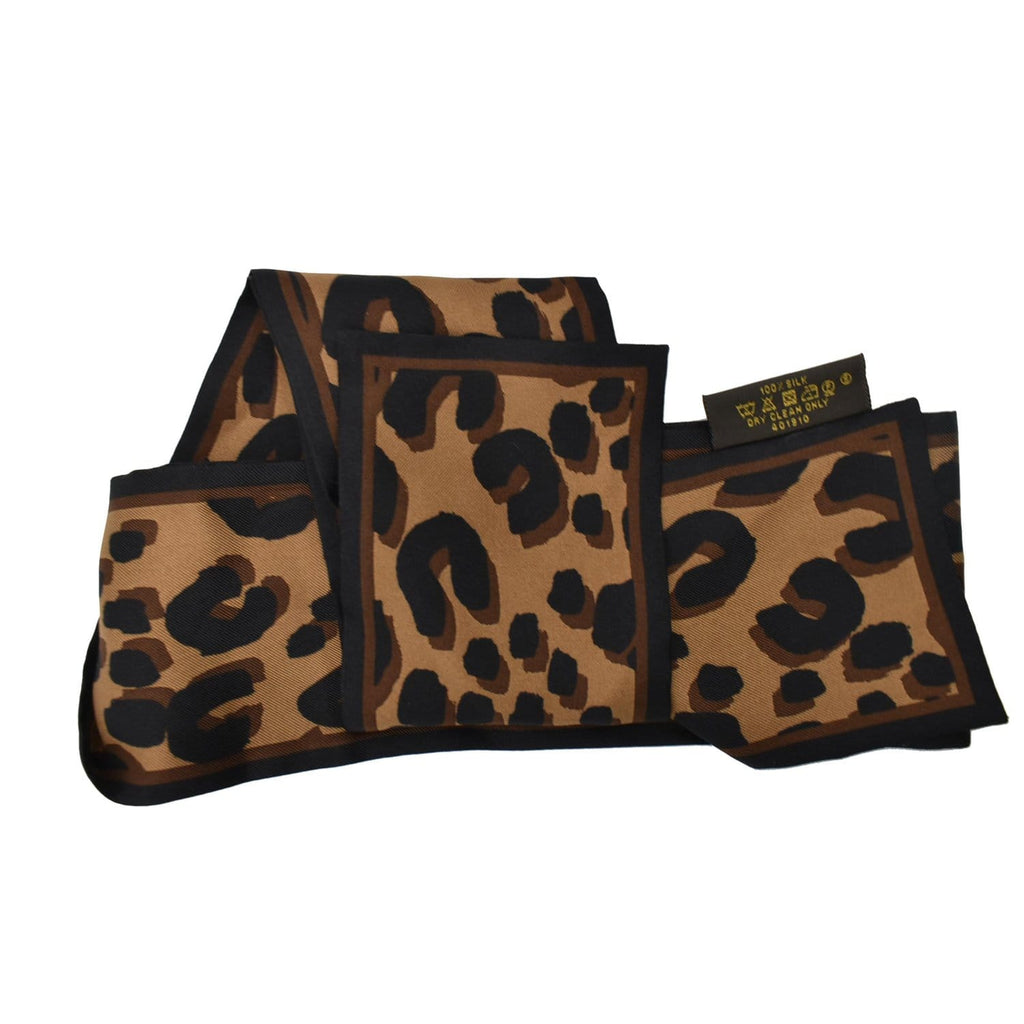 Louis Vuitton Brown Leopard Printed Fabric Bow Detail Smoking