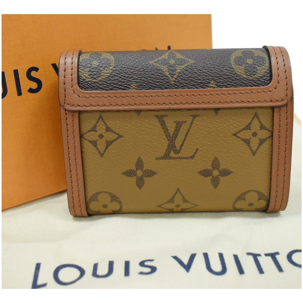 Louis Vuitton Dauphine Chain Wallet Reverse Monogram Canvas Brown 1620143