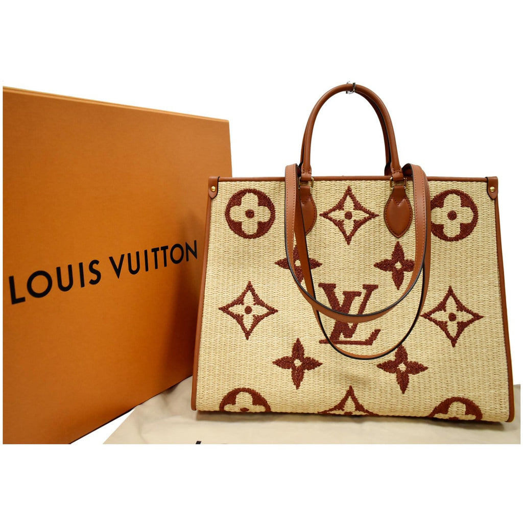 Amazing limited edition Louis Vuitton Raffia Onthego MM Tote shoulder bag,  GHW