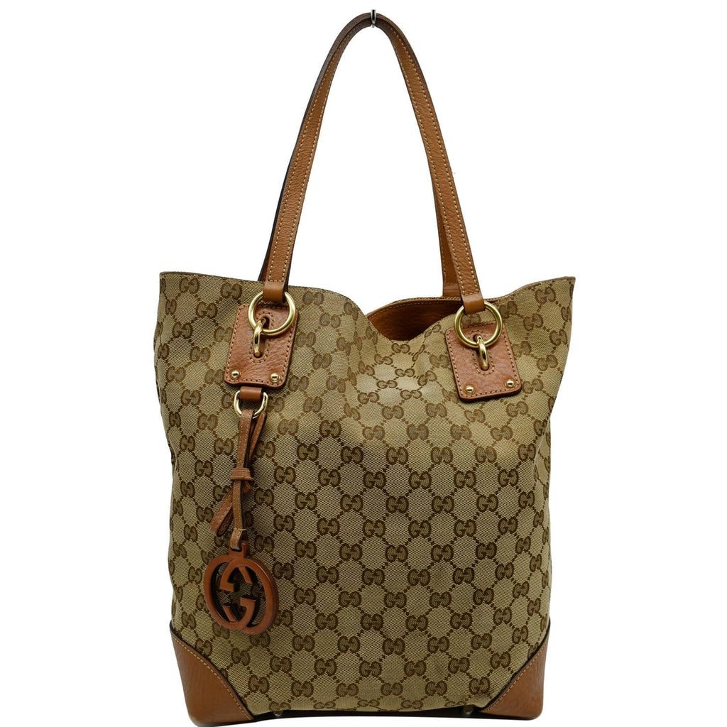 GUCCI Large GG Charm Tote in Monogram Canvas and Brown Leather - More Than  You Can Imagine