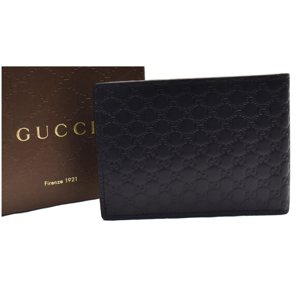 GUCCI Micro Guccissima Large Bi-fold Leather Wallet Black 292534 - 25%