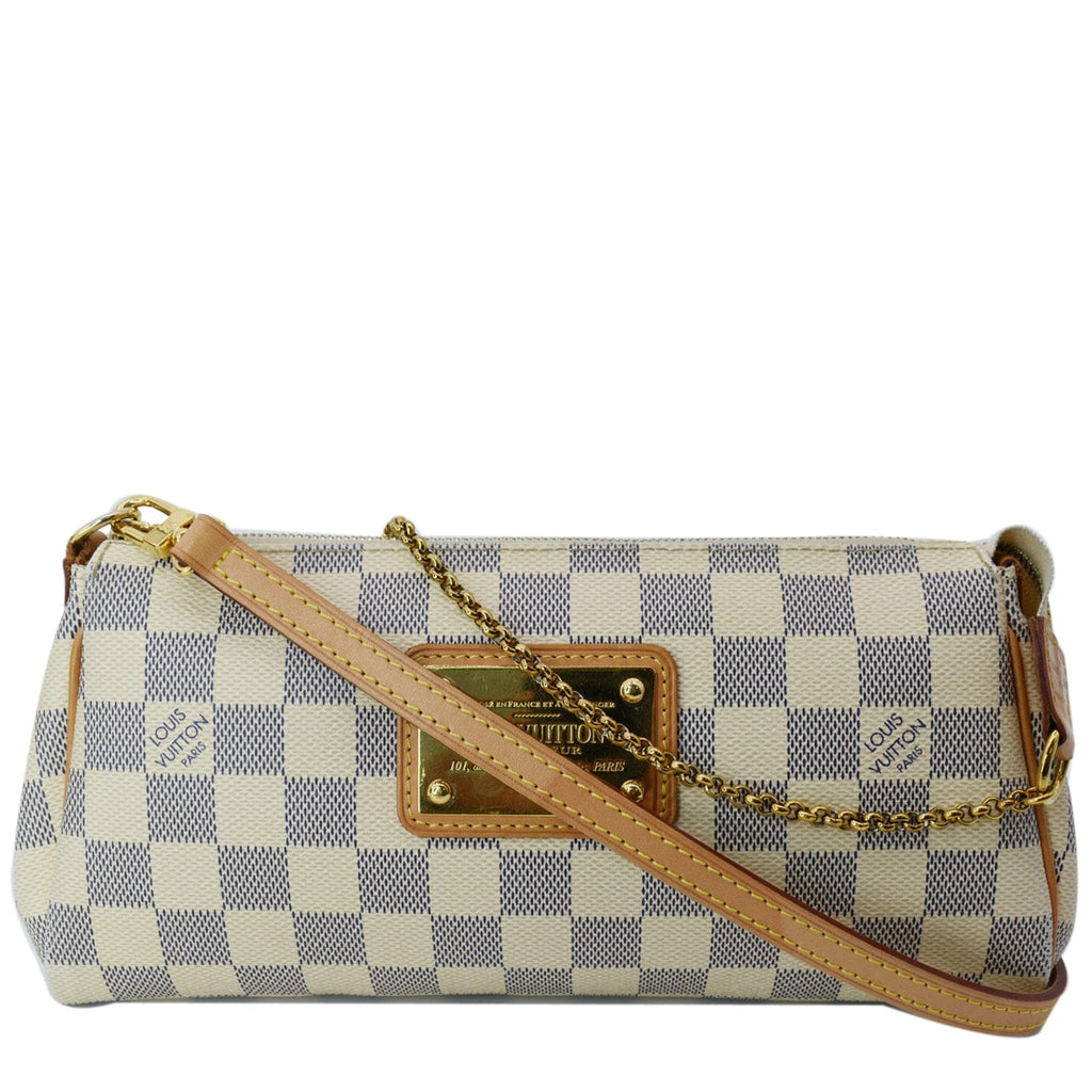 Louis Vuitton Pochette Clutch Eva White Damier Azur Canvas Shoulder Ba -  MyDesignerly