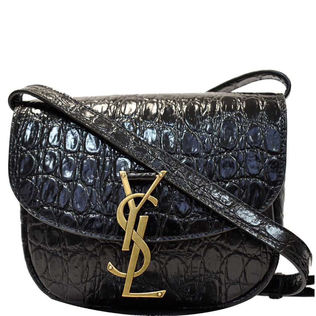 YVES SAINT LAURENT Kaia Small Snakeskin Embossed Leather Crossbody Bag