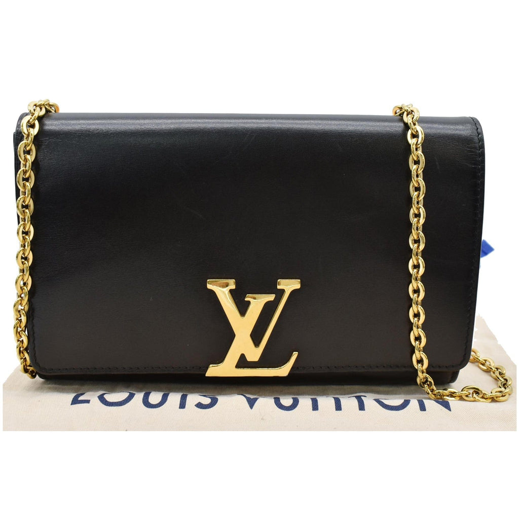 Louis Vuitton Flap Chain Louise MM Black in Calfskin with Brass - US
