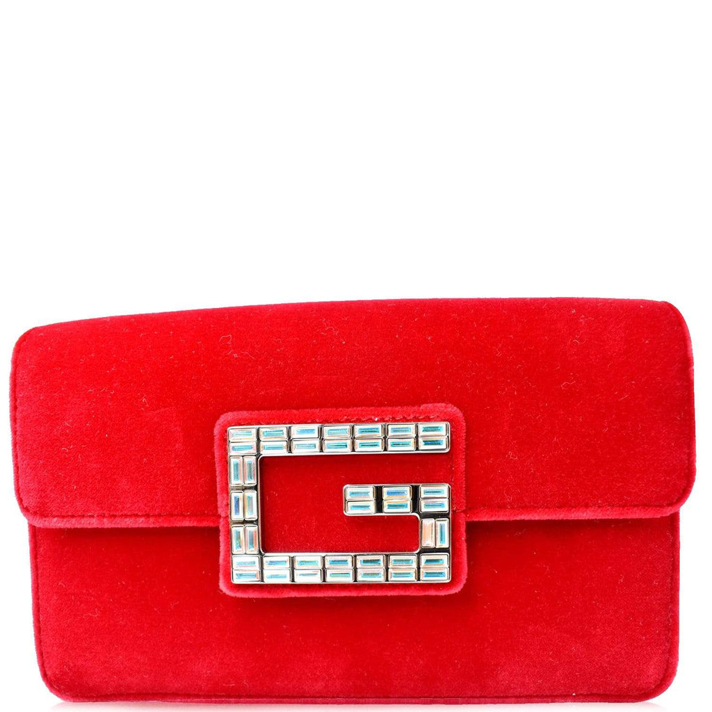 GUCCI Broadway Mini Velvet Crossbody Bag Red 544242 - Final Sale