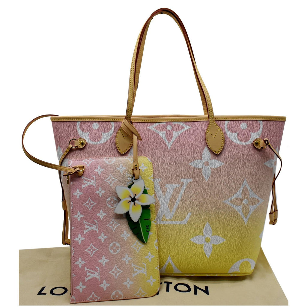 Louis Vuitton Pink Yellow Monogram By the Pool Neverfull MM Tote bag with  Pouch 939L