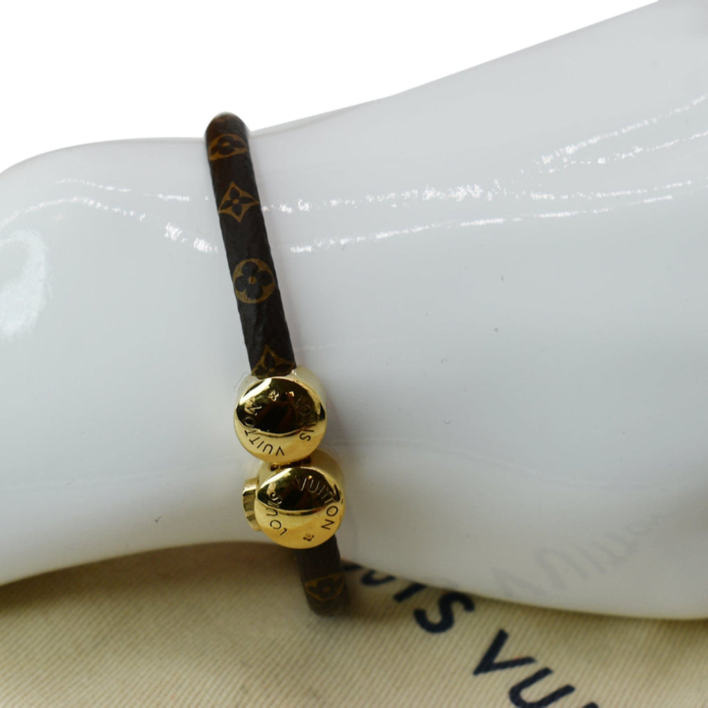 Louis Vuitton Gold Tone Historic Mini Monogram Bracelet 17 cm