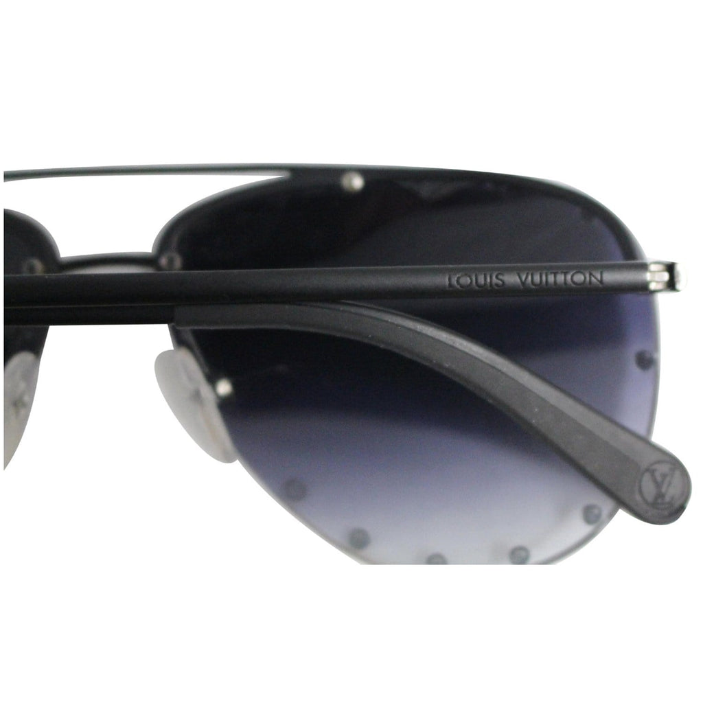 Louis Vuitton Gunmetal Studded Logo Aviator Sunglasses Z0971U - Yoogi's  Closet