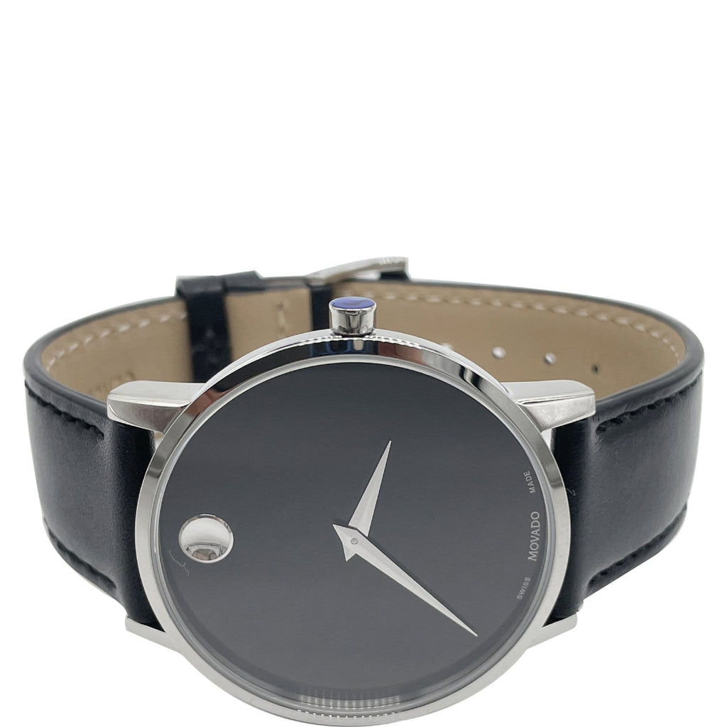 Men's swiss museum classic black leather on sale strap watch 40mm