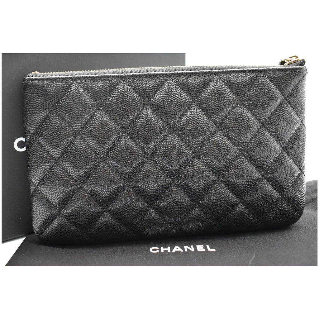 CHANEL Caviar Quilted Small French New Wave CC Pouch Black 1257933